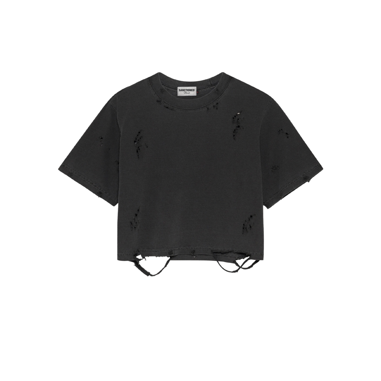 Distressed Oversized Crop T Shirt (Women)