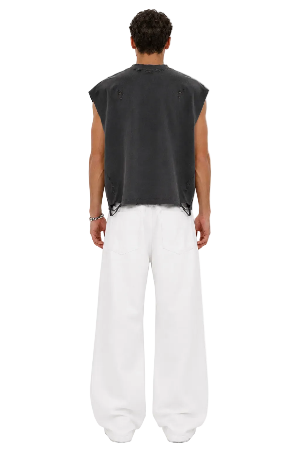 Distressed Cropped Muscle Shirt (Pepper)