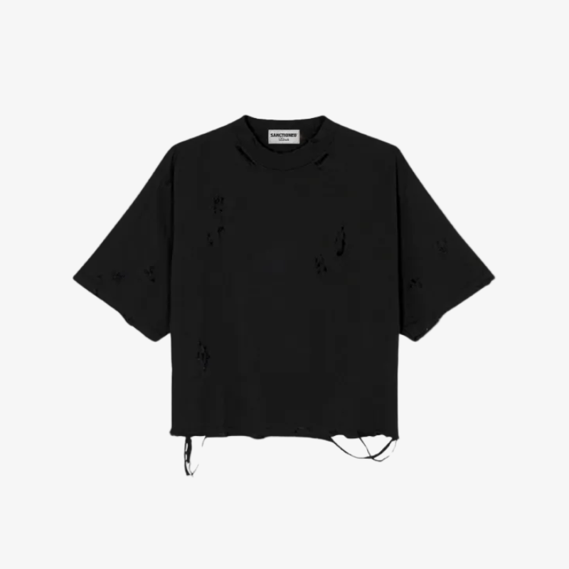 Distressed Crop T-Shirt (Black)