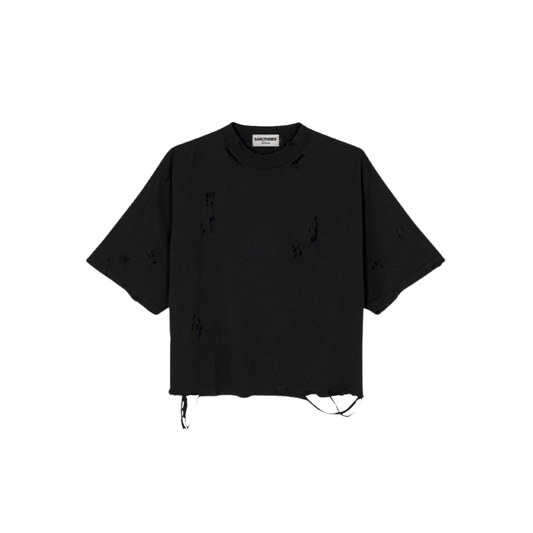 Distressed Crop T-Shirt (Black)