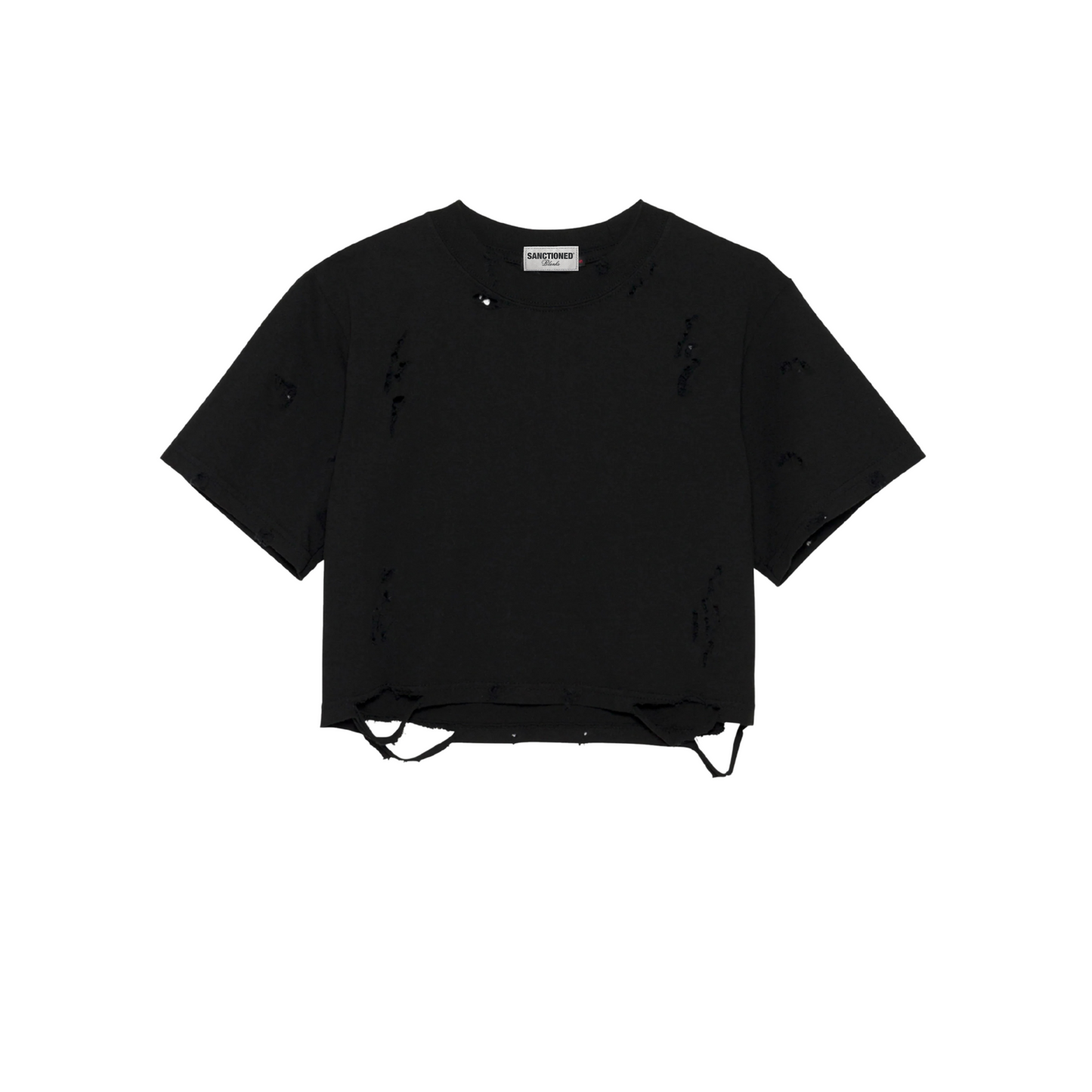 Distressed Oversized Crop T Shirt (Women)