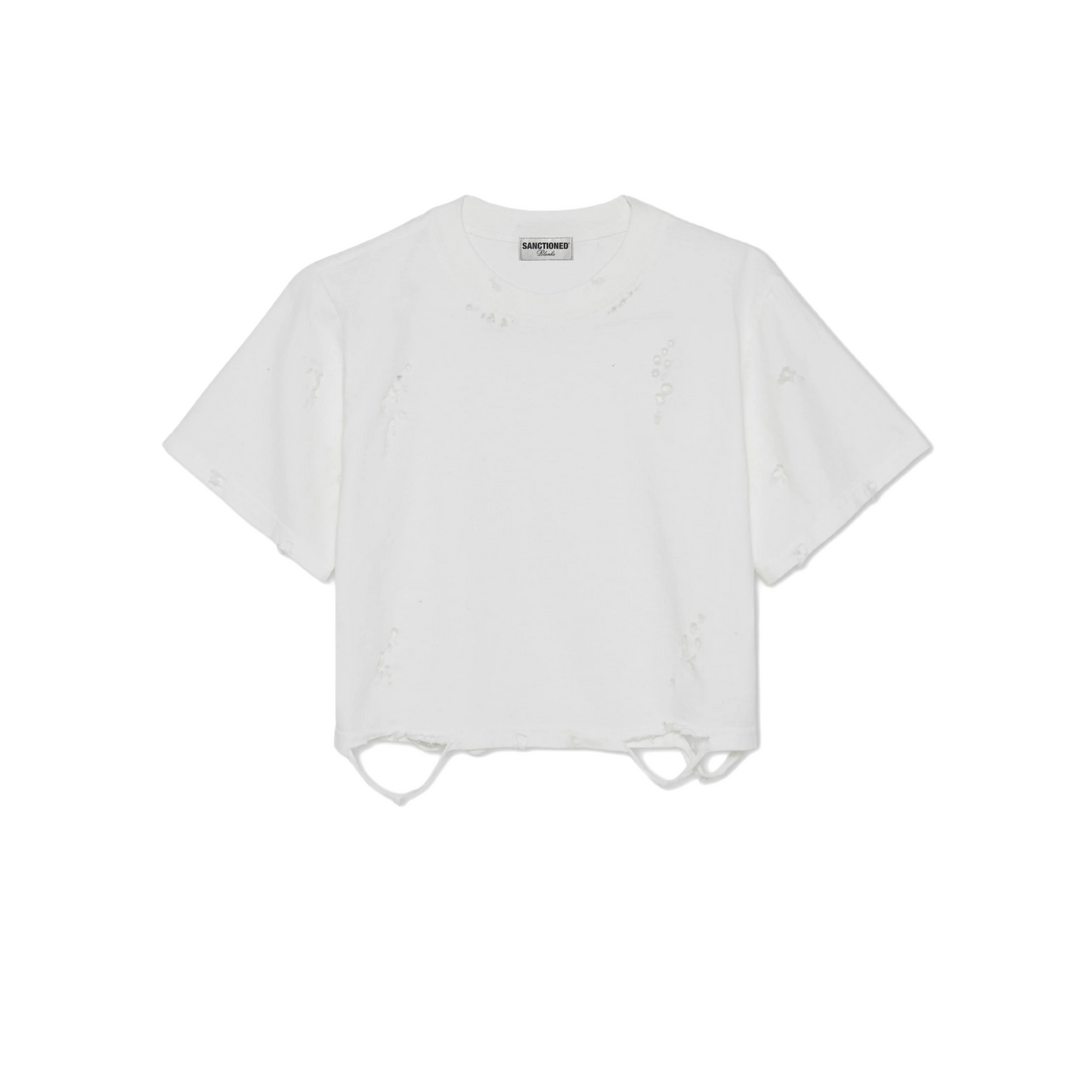 Distressed Oversized Crop T Shirt (Women)
