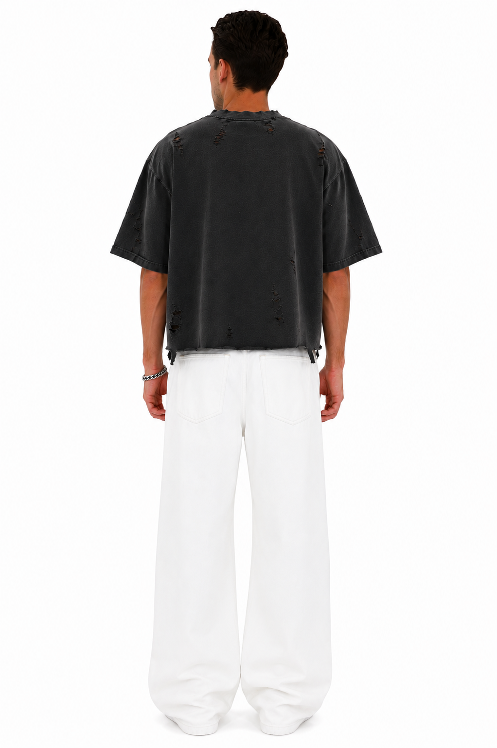 Distressed Crop T-Shirt (Pepper)