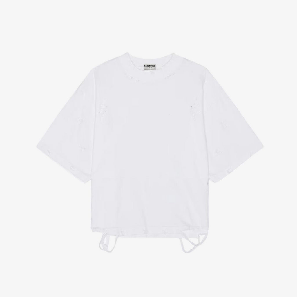 Distressed Oversized T-Shirt (White)