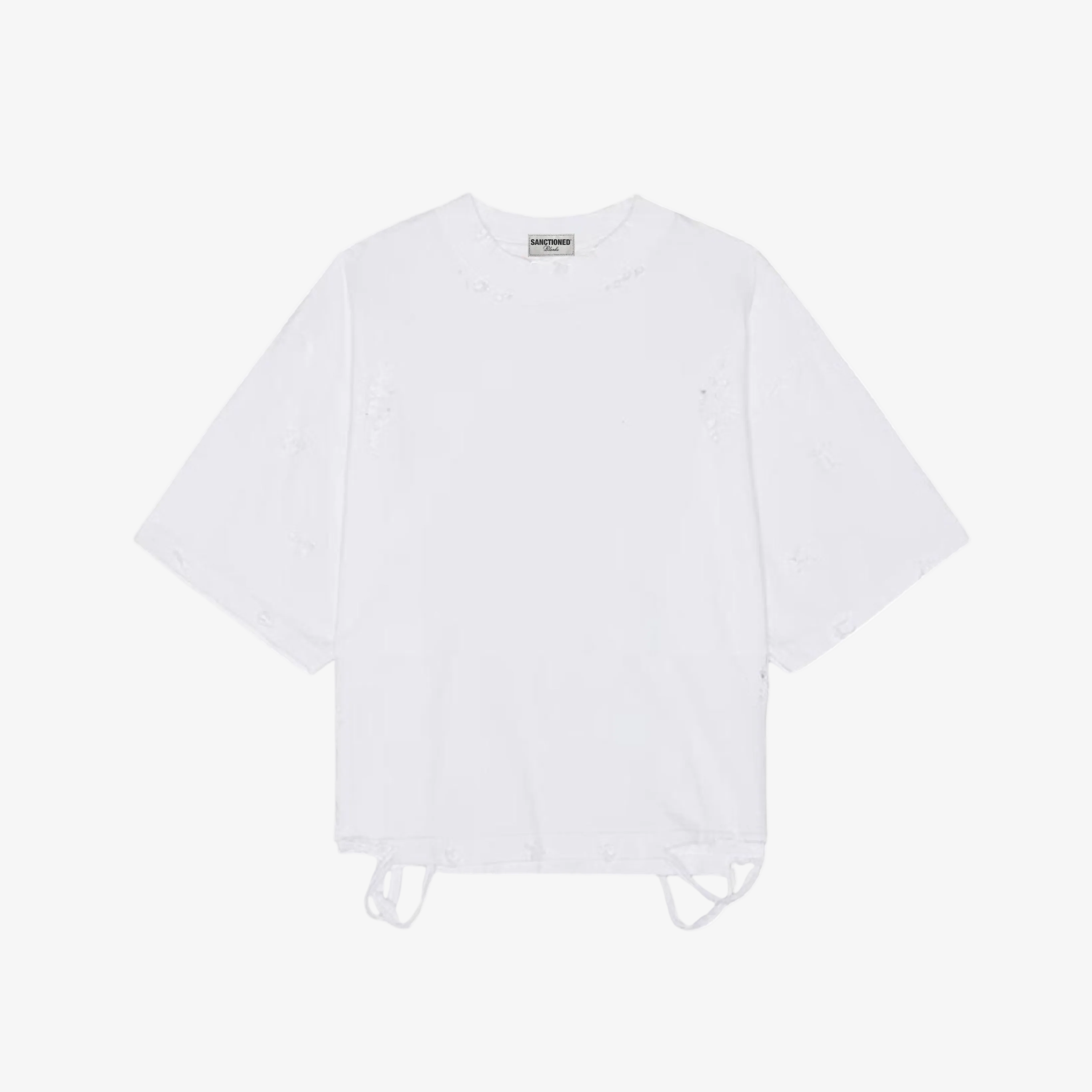 Distressed Oversized T-Shirt (White)