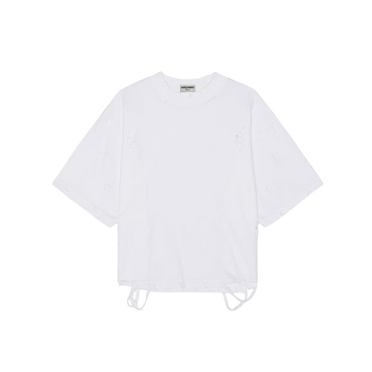 Distressed Oversized T-Shirt (White)