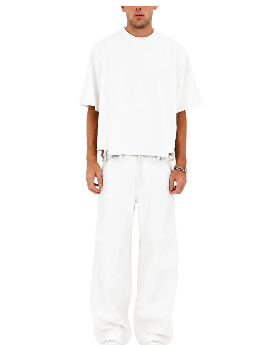 Distressed Crop T-Shirt (White)