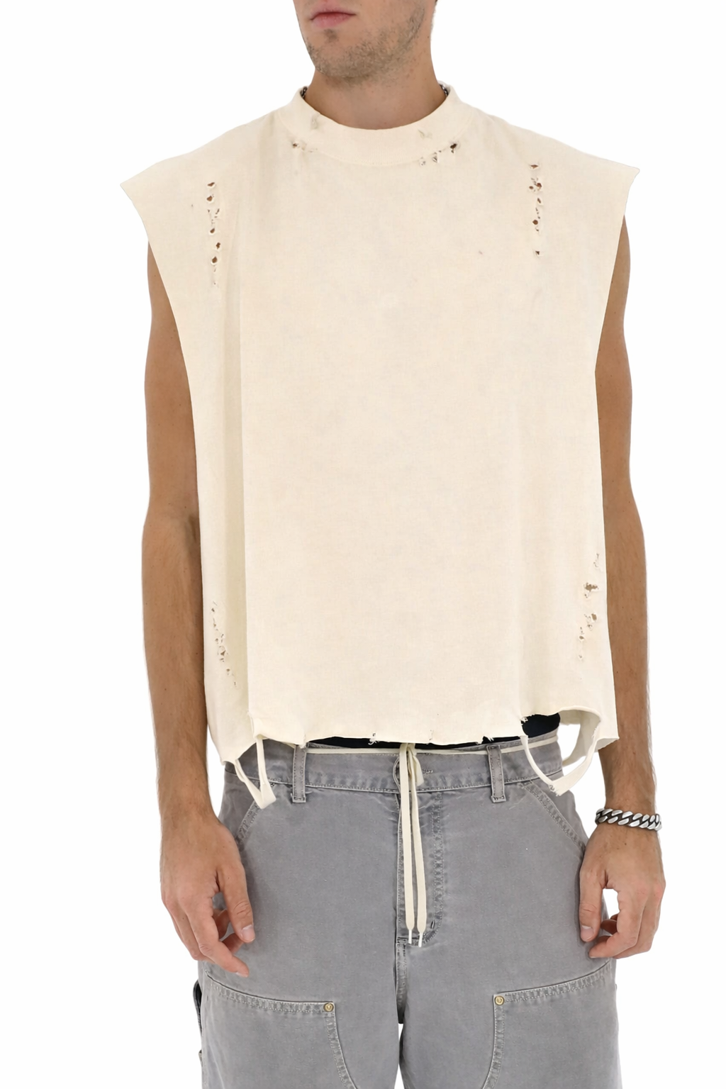 Distressed Tank Top (Cream)