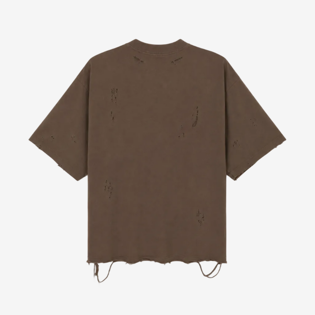 Distressed Oversized T Shirt (Mocha)