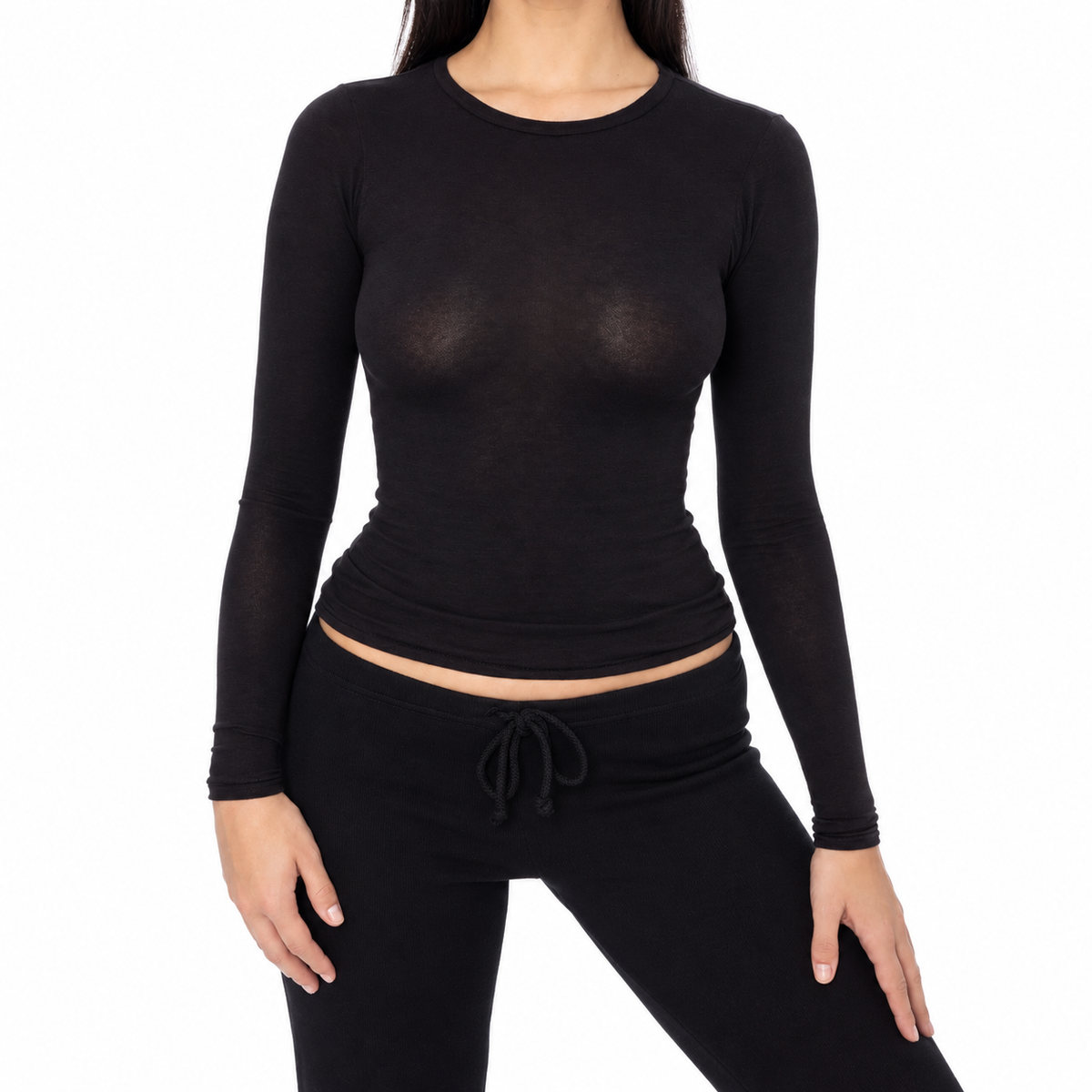 Fitted Long Sleeve Tee (Black)