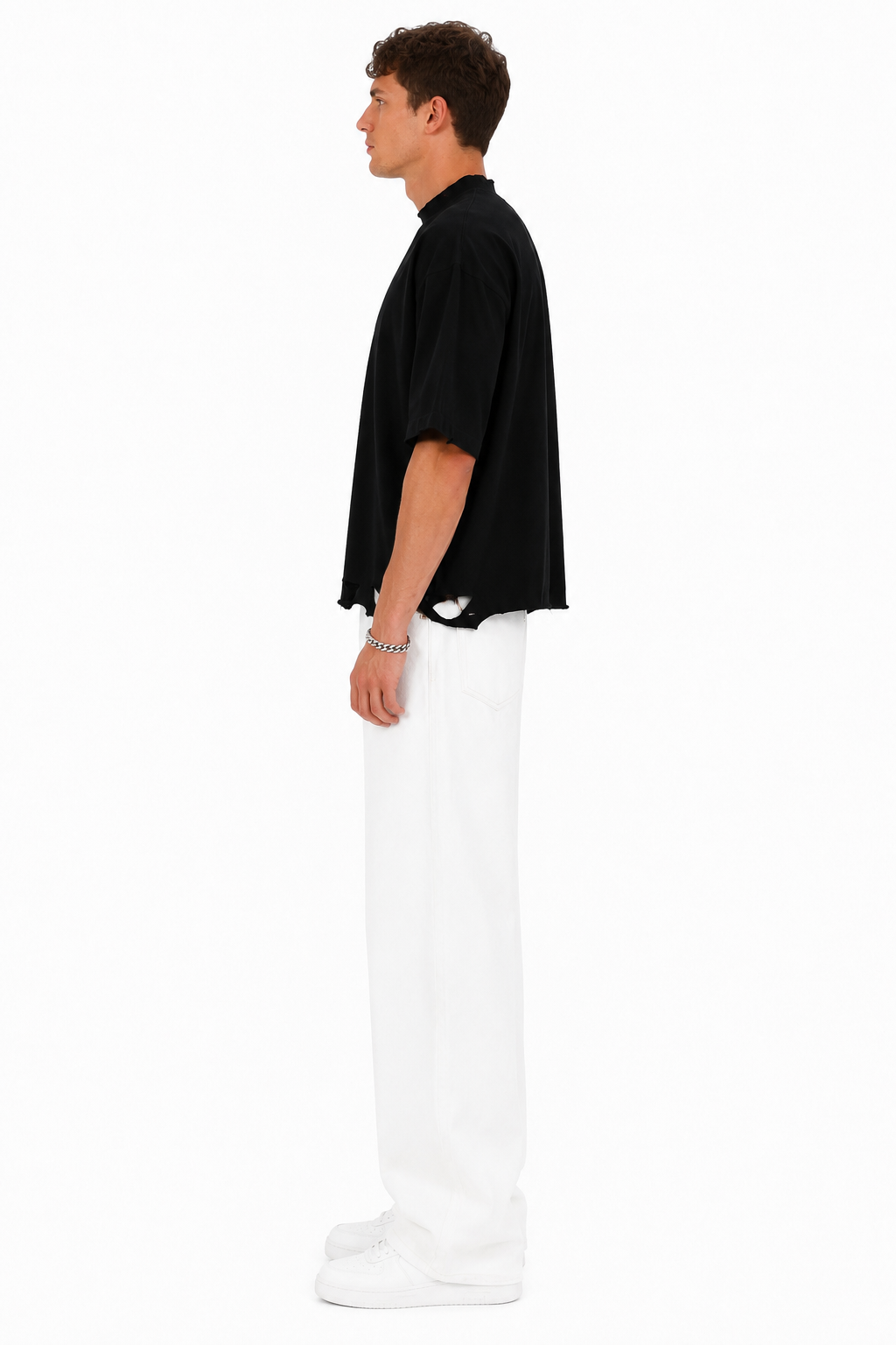 Distressed Crop T-Shirt (Black)
