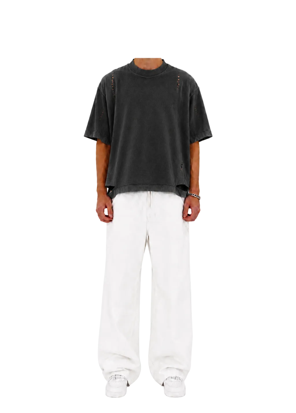 Distressed Oversized T Shirt (Pepper)