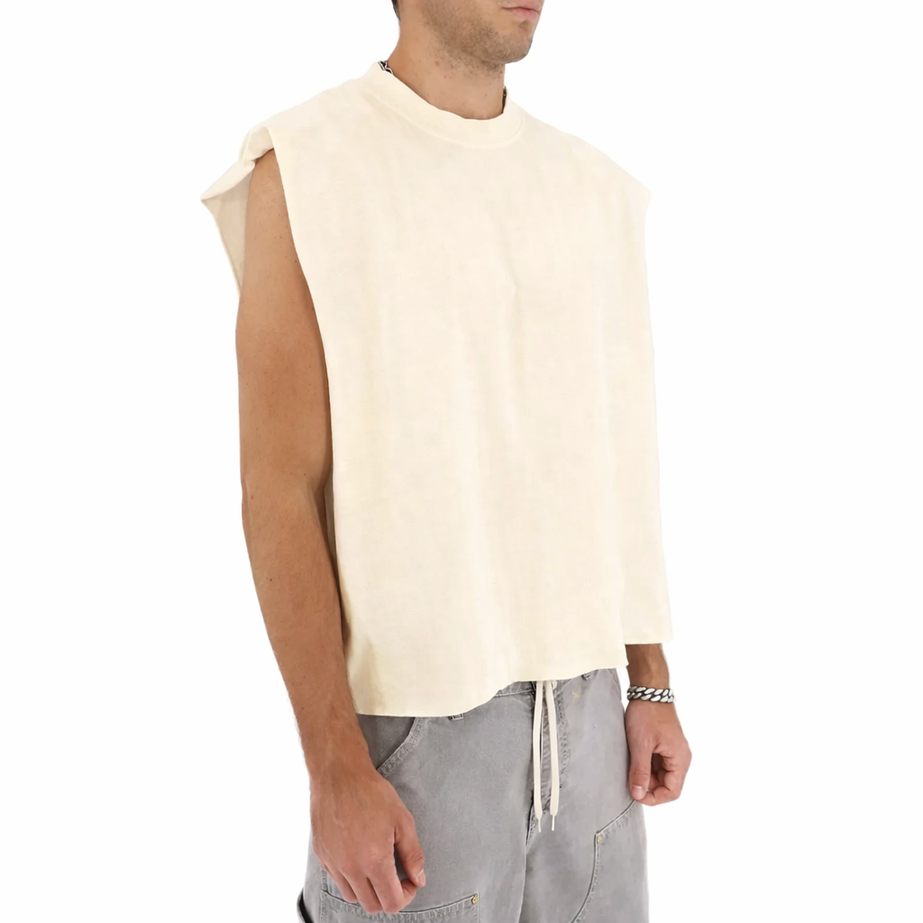 Cropped Muscle Shirt (Cream)