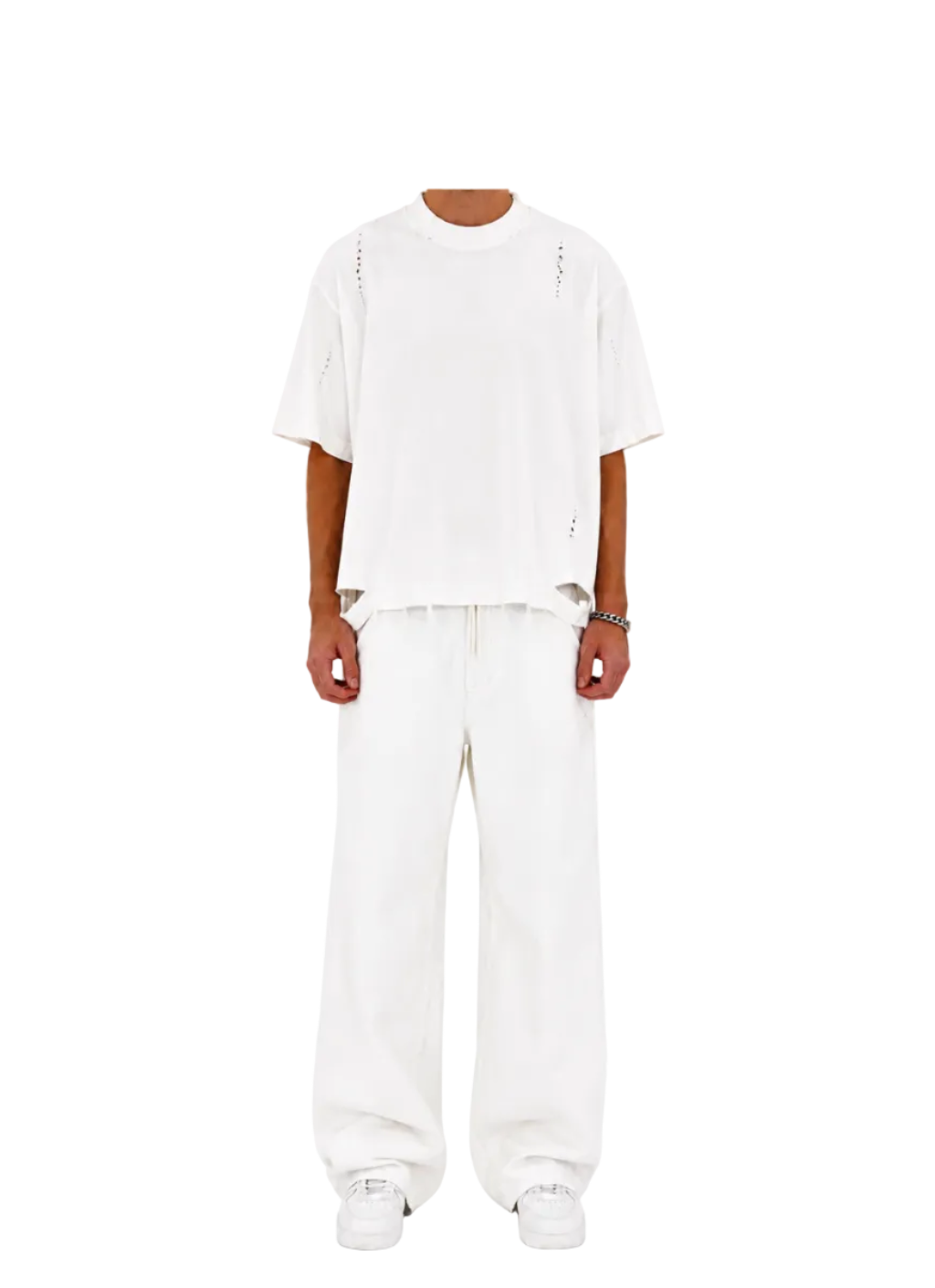 Distressed Oversized T-Shirt (White)