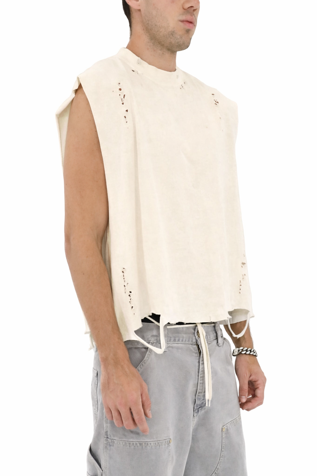 Distressed Tank Top (Cream)