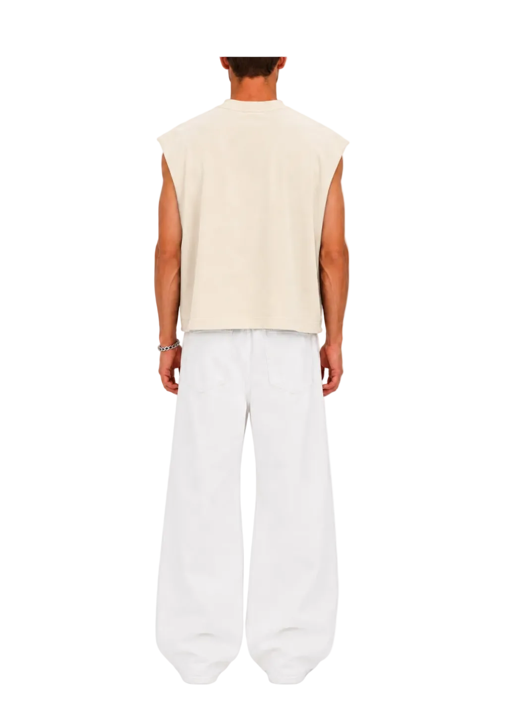 Cropped Muscle Shirt (Cream)