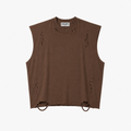 Distressed Cropped Muscle Shirt (Mocha)