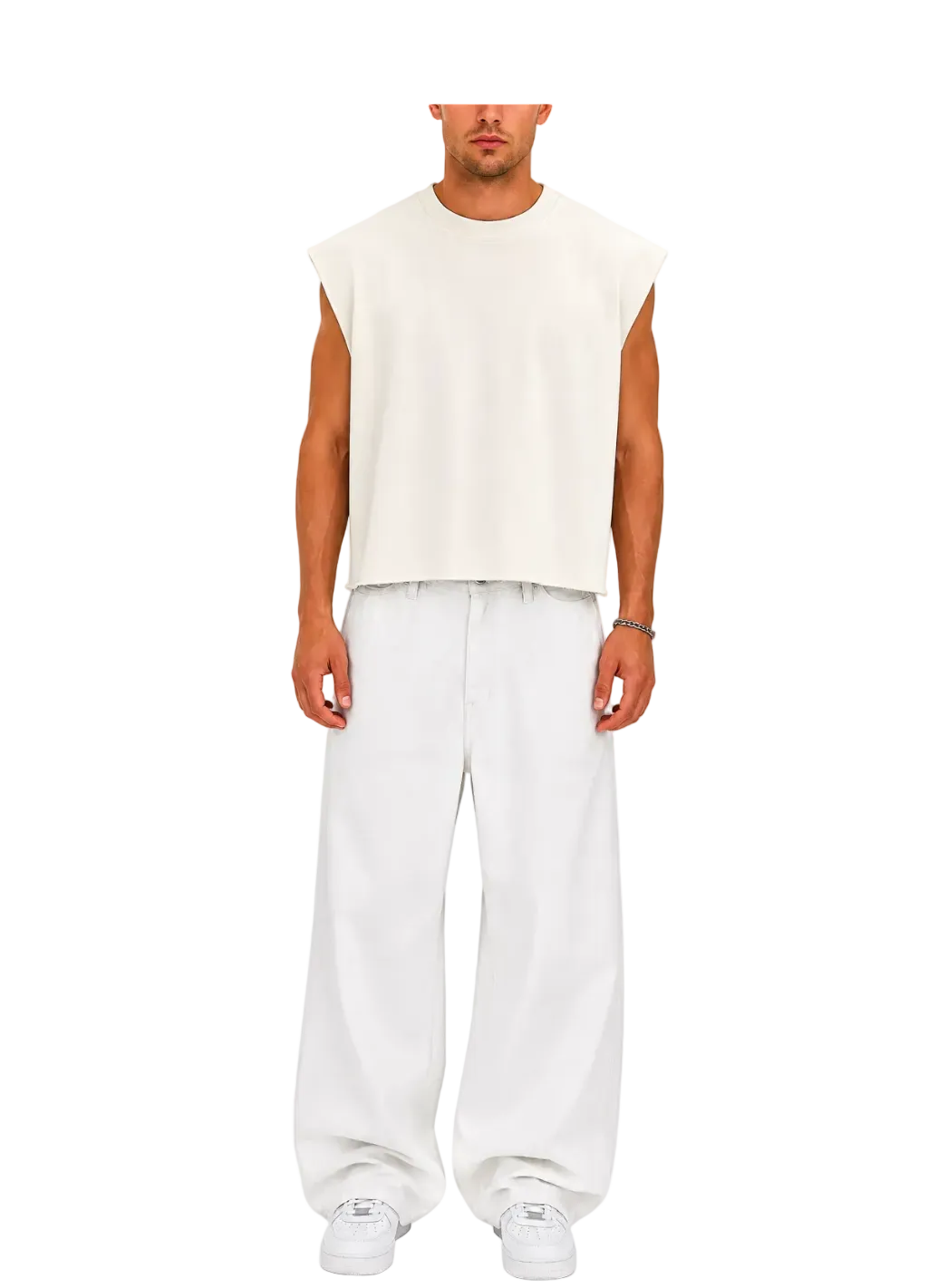 Cropped Muscle Shirt (Cream)