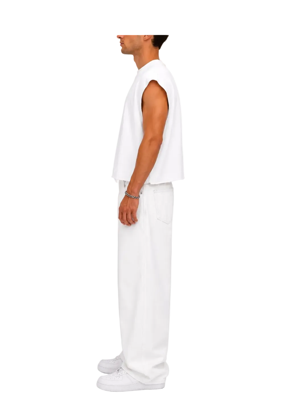 Cropped Muscle Shirt (White)