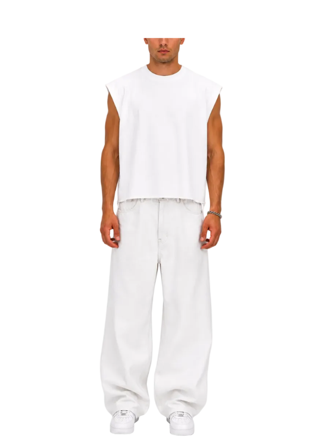 Cropped Muscle Shirt (White)