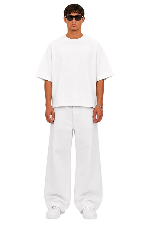 Cropped Oversized T-Shirt (White)