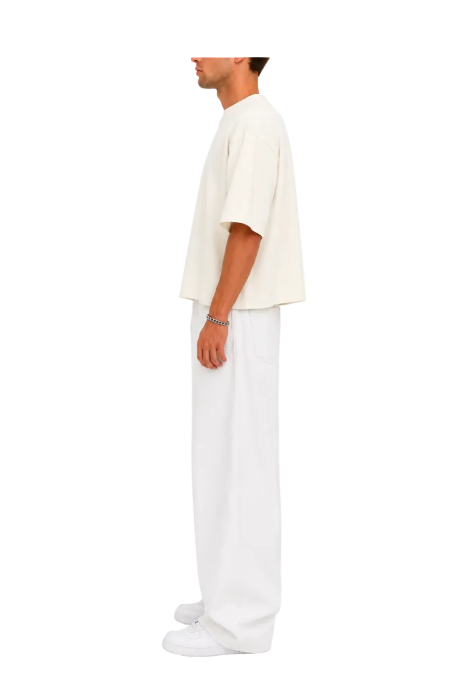 Cropped Oversized T-Shirt (Cream)
