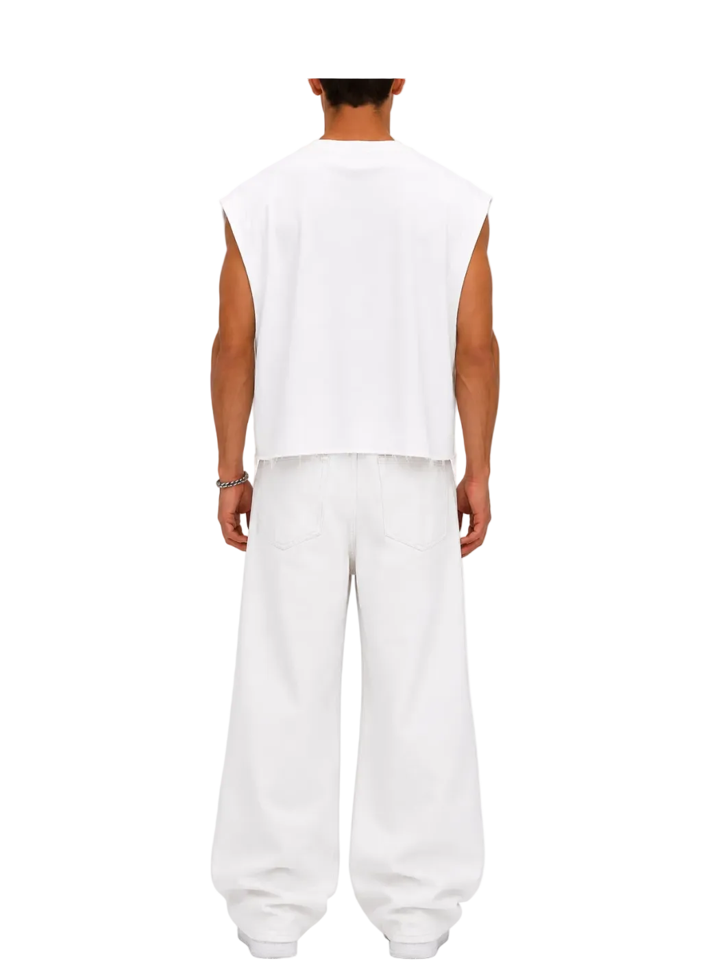 Cropped Muscle Shirt (White)