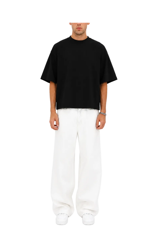 Cropped Oversized T-Shirt (Black)