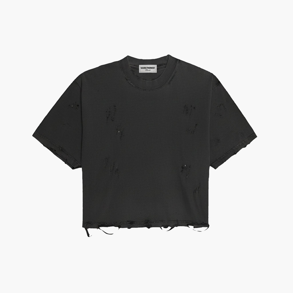 Distressed Crop T-Shirt (Pepper)