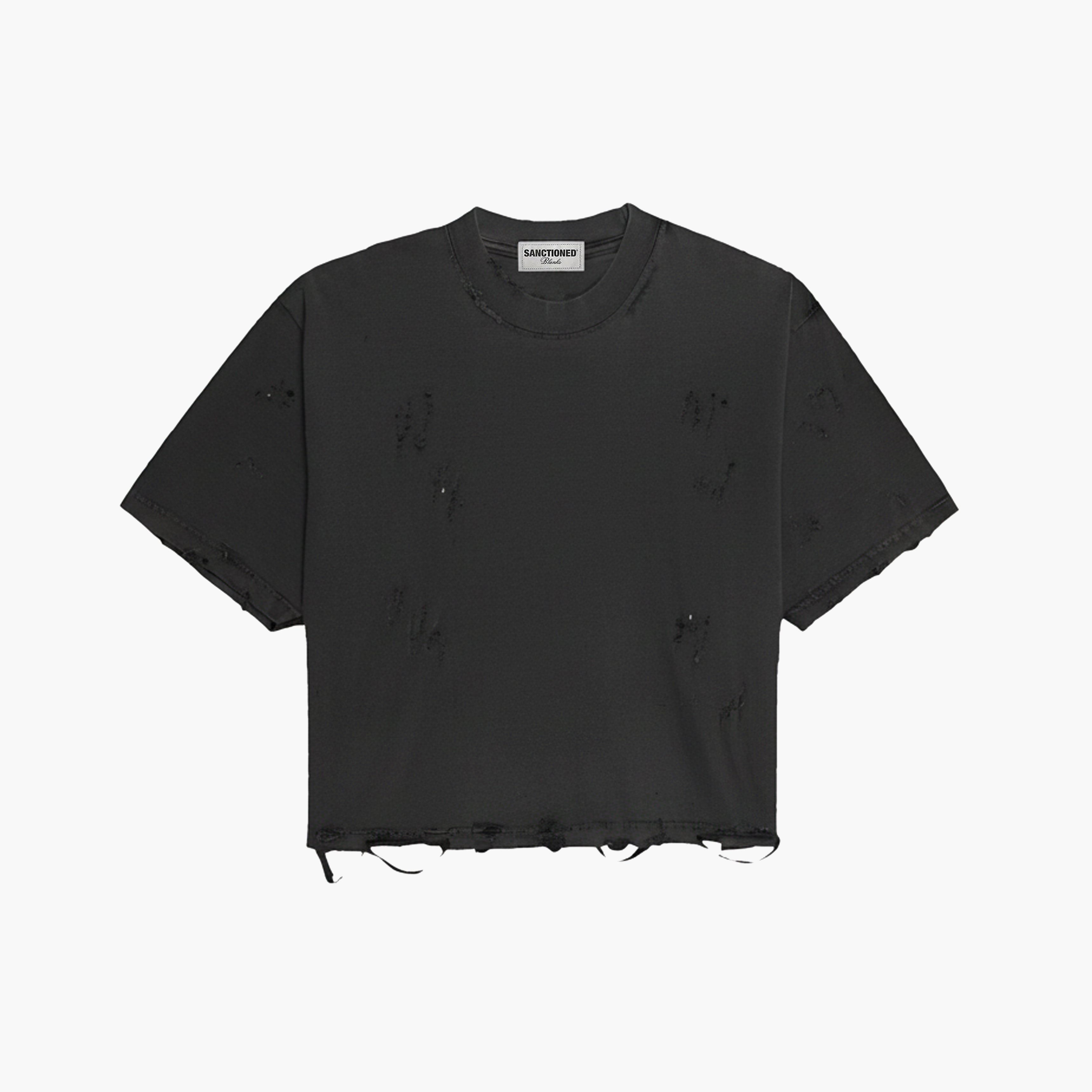 Distressed Crop T-Shirt (Pepper)