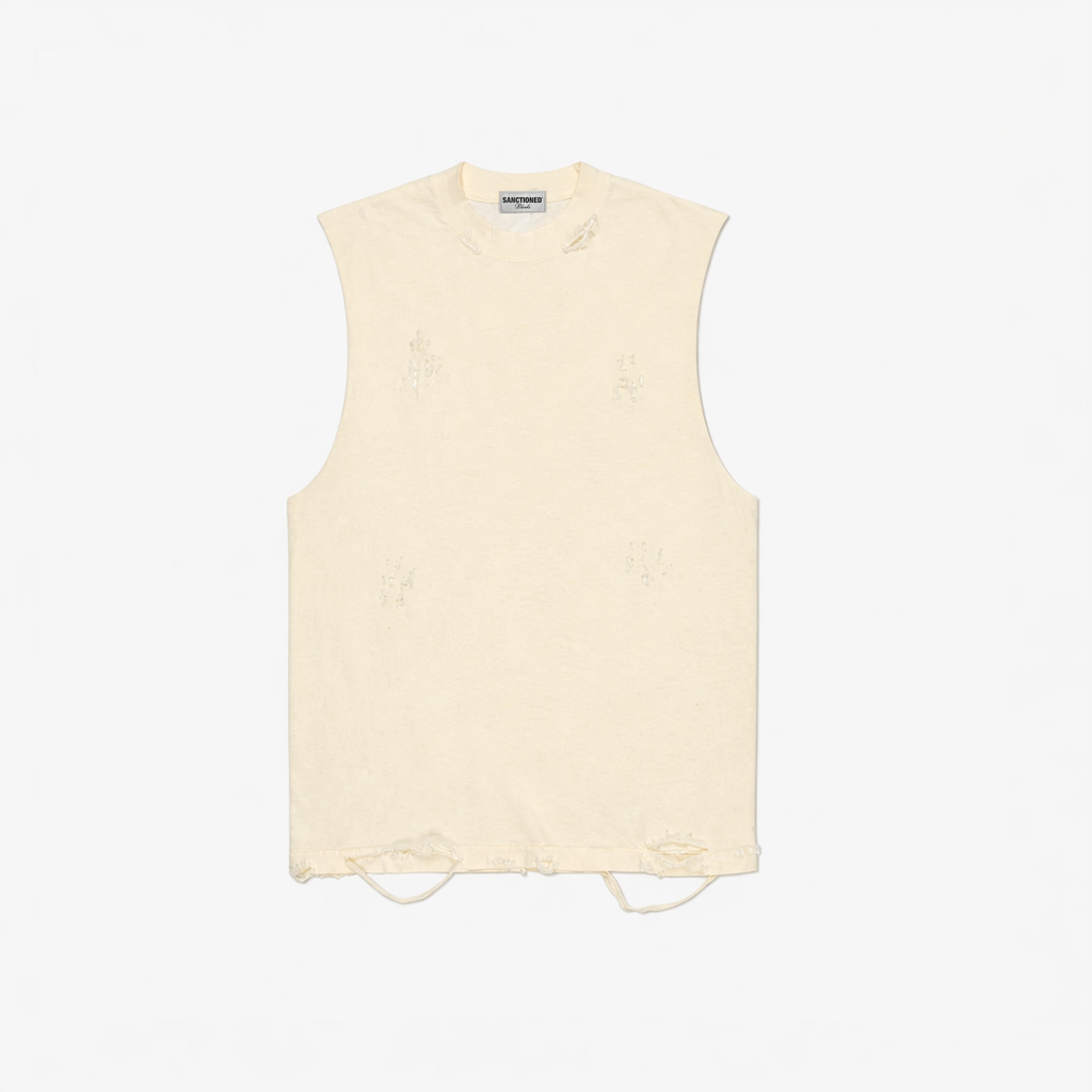 Distressed Tank Top (Cream)