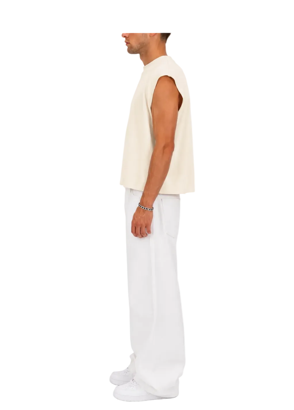 Cropped Muscle Shirt (Cream)