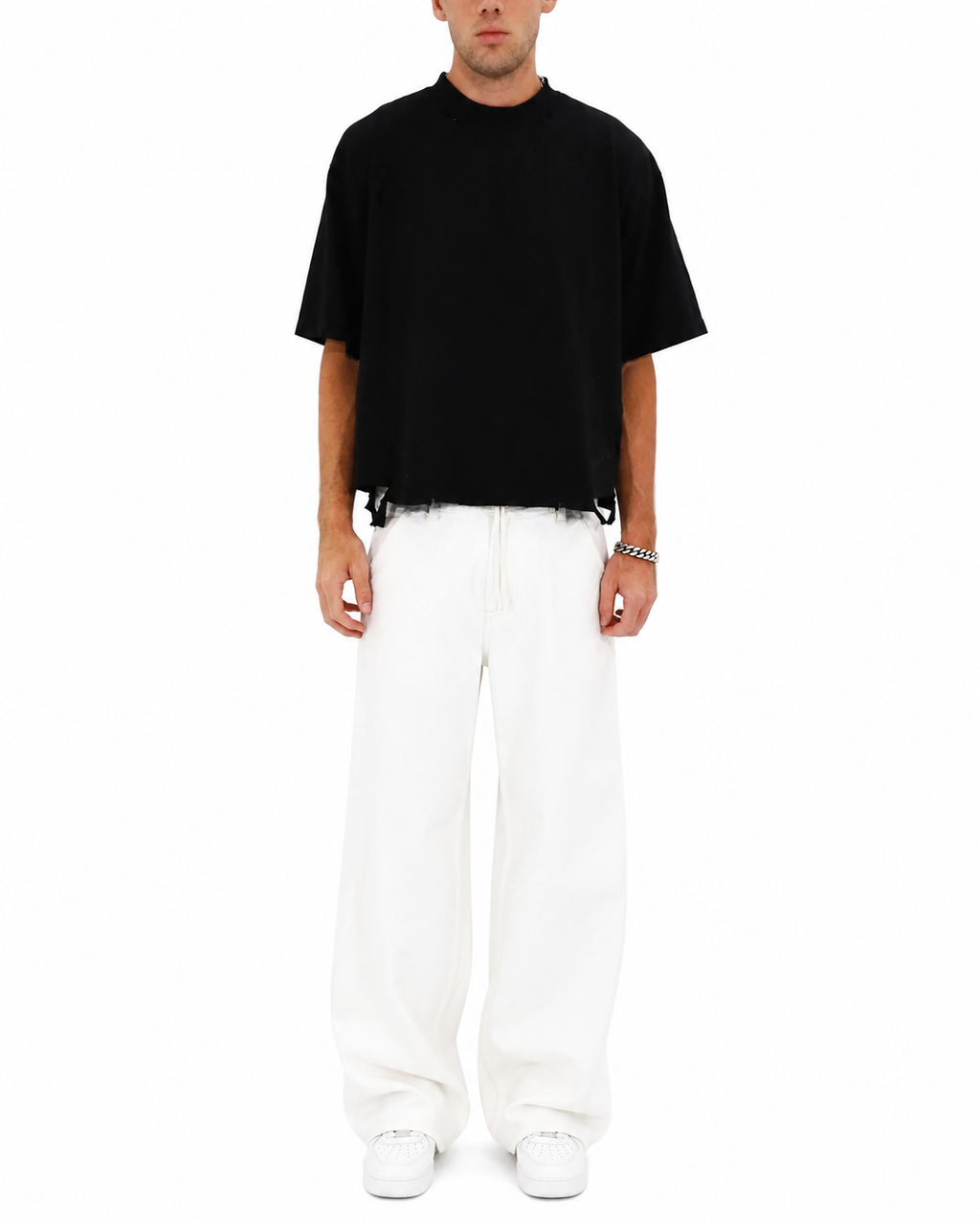 Distressed Crop T-Shirt (Black)