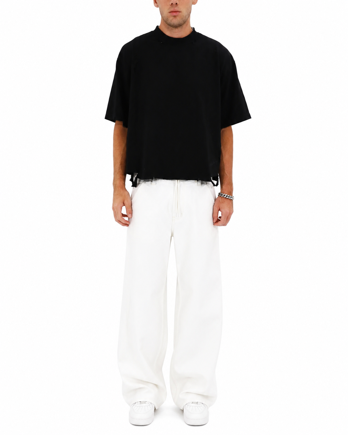 Distressed Crop T-Shirt (Black)