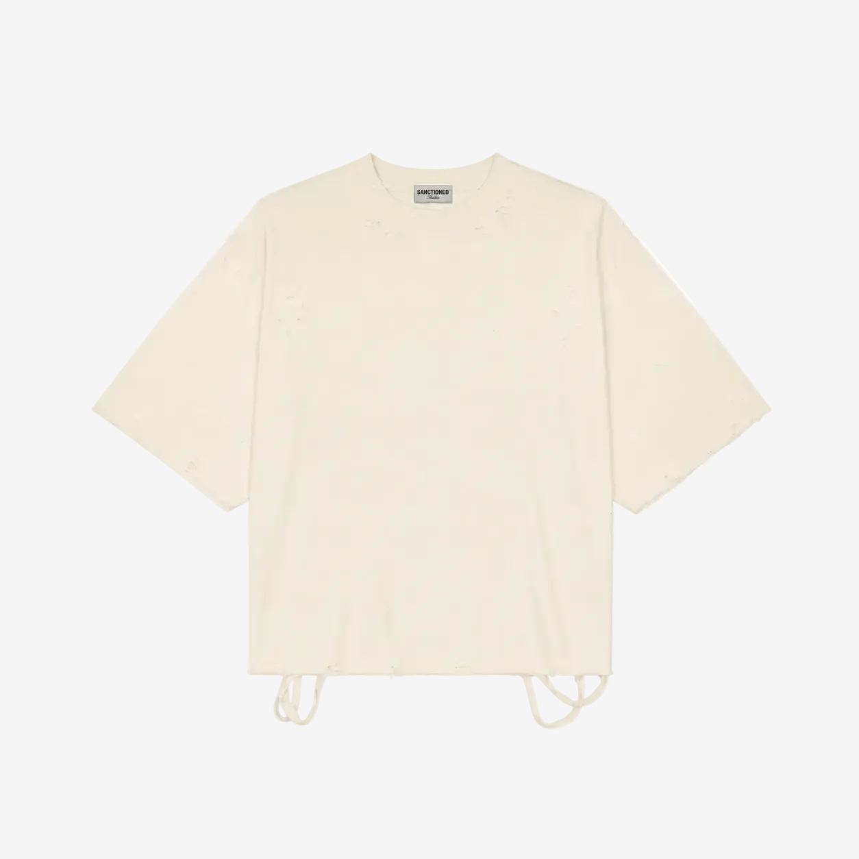 Distressed Oversized T Shirt (Cream)