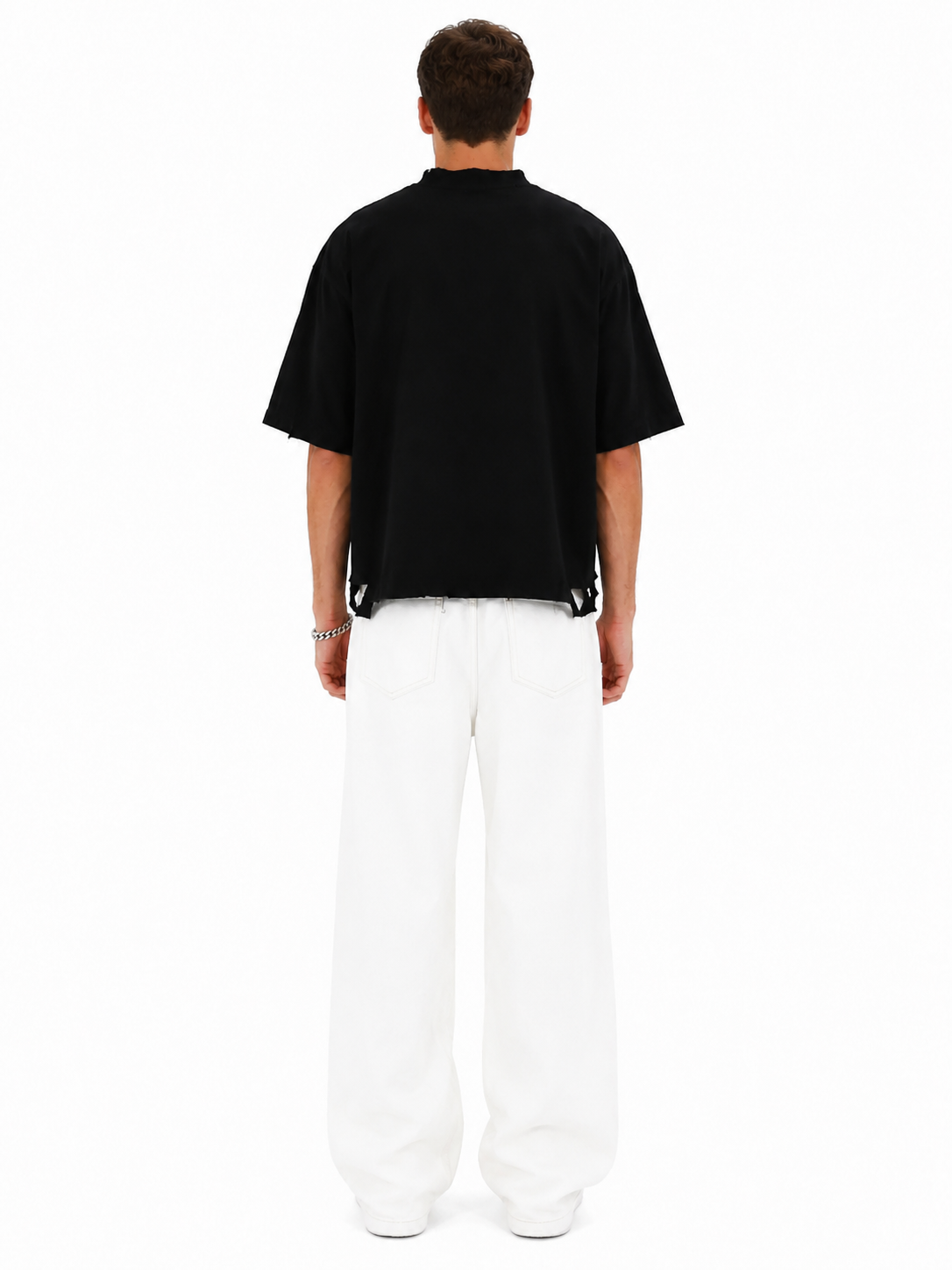 Distressed Crop T-Shirt (Black)