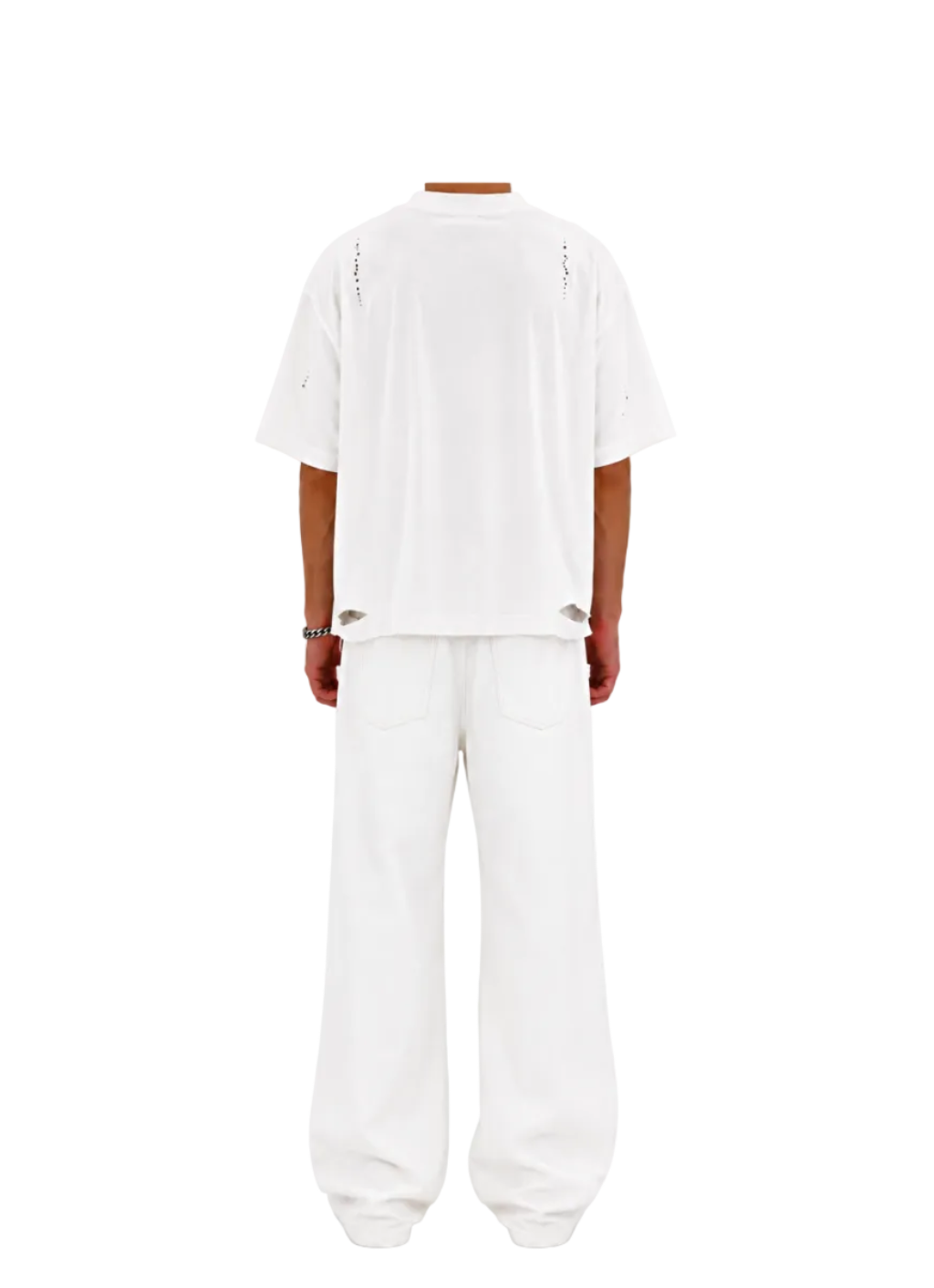 Distressed Oversized T-Shirt (White)