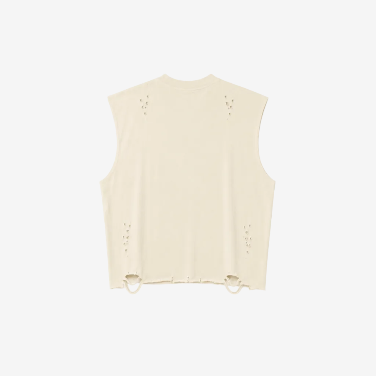 Distressed Cropped Muscle Shirt (Cream)