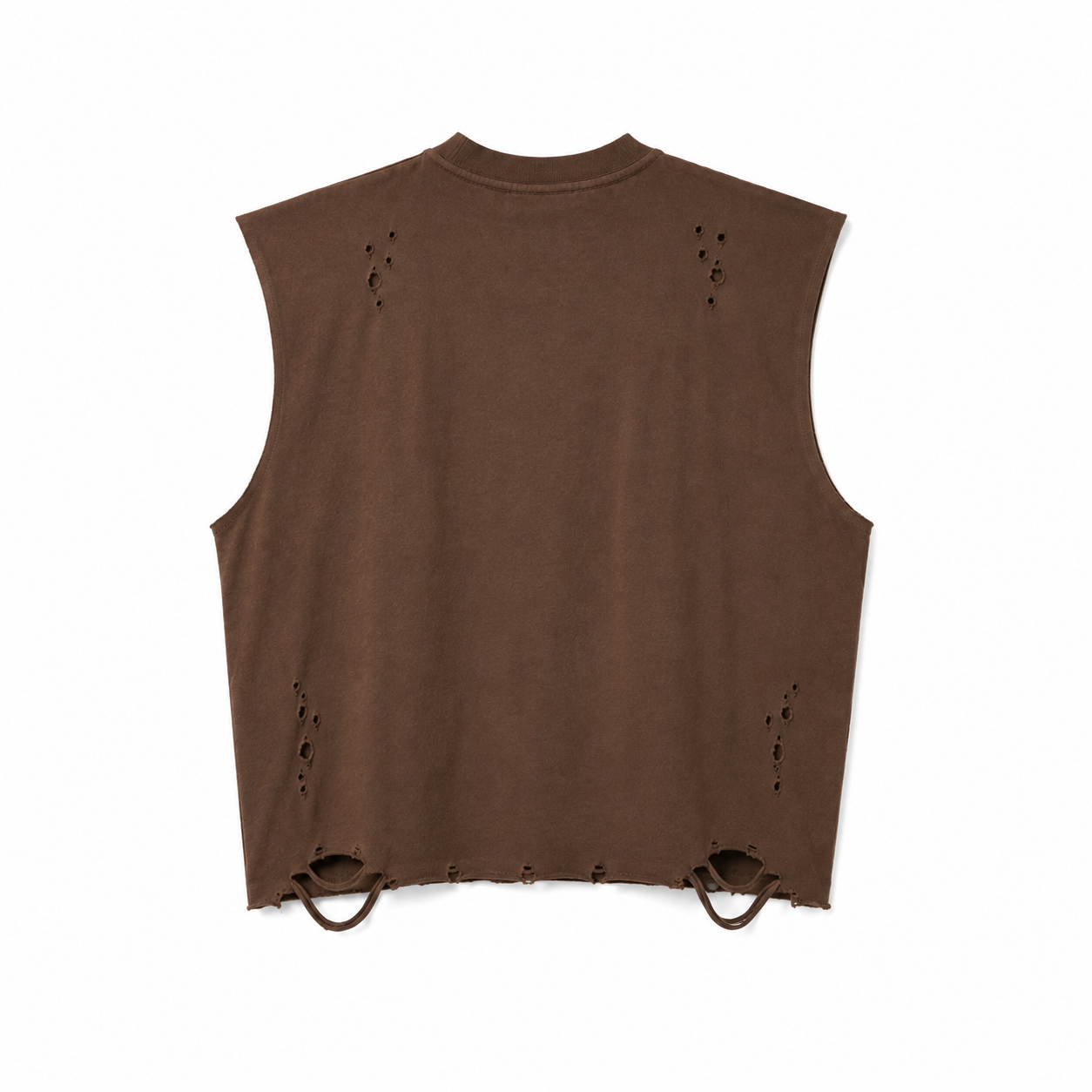 Distressed Cropped Muscle Shirt (Mocha)