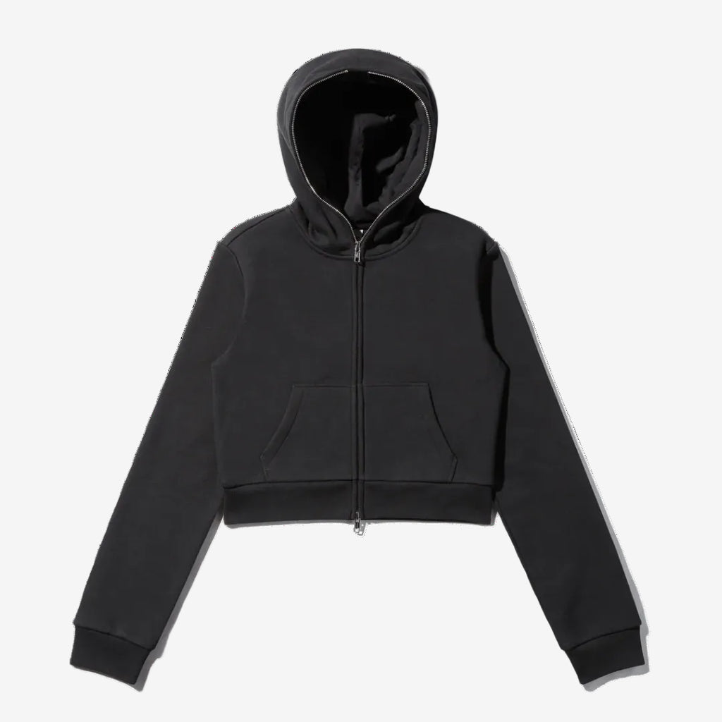 CROPPED FULL ZIP BODY BAG HOODIE (Black)