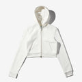 CROPPED FULL ZIP BODY BAG HOODIE (White)