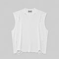 Distressed Cropped Muscle Shirt (White)