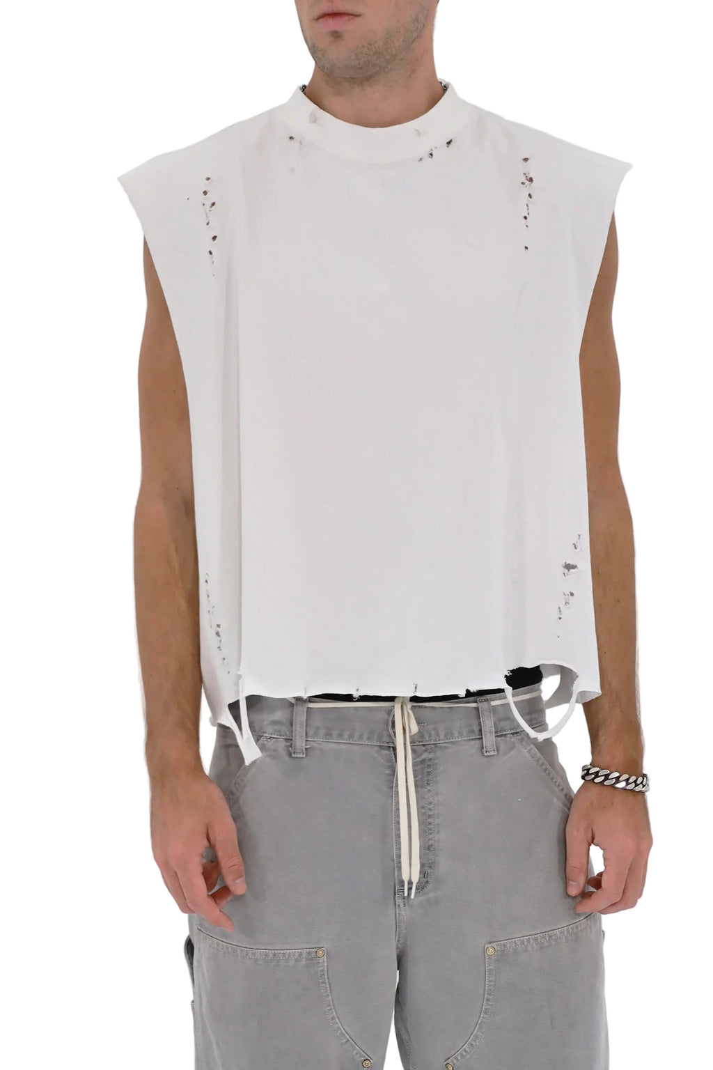 Distressed Cropped Muscle Tee 3-Pack