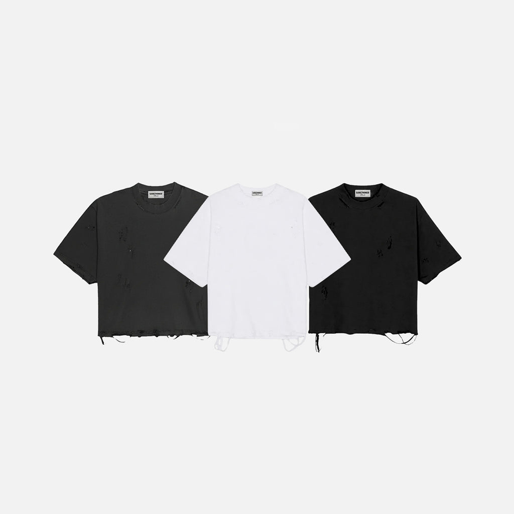 Distressed Cropped Tee 3-Pack
