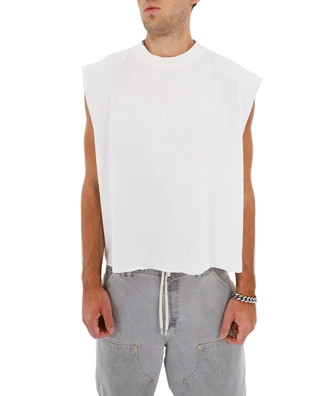Cropped Muscle Shirt (White)