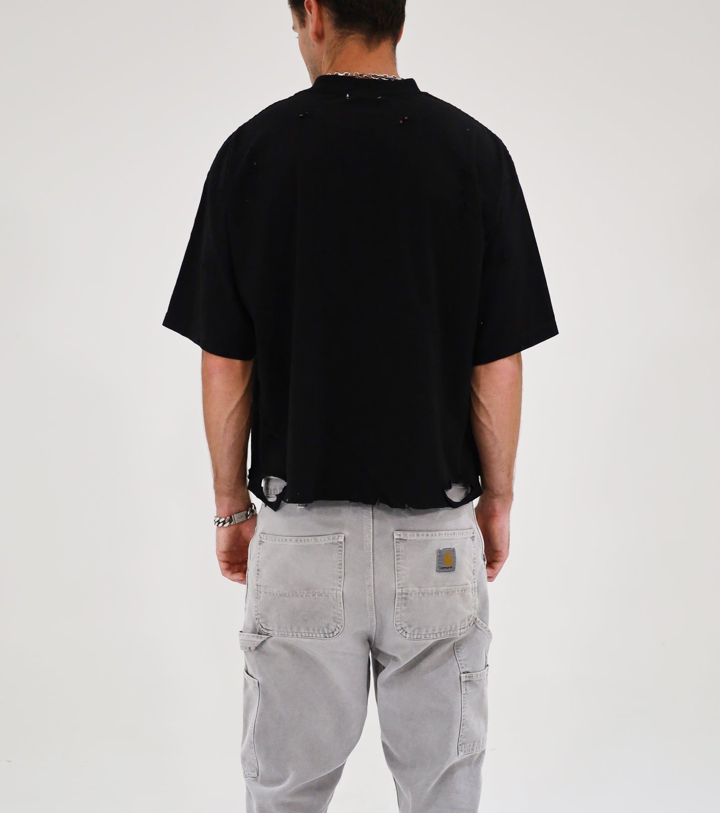 Distressed Crop T-Shirt (Black)