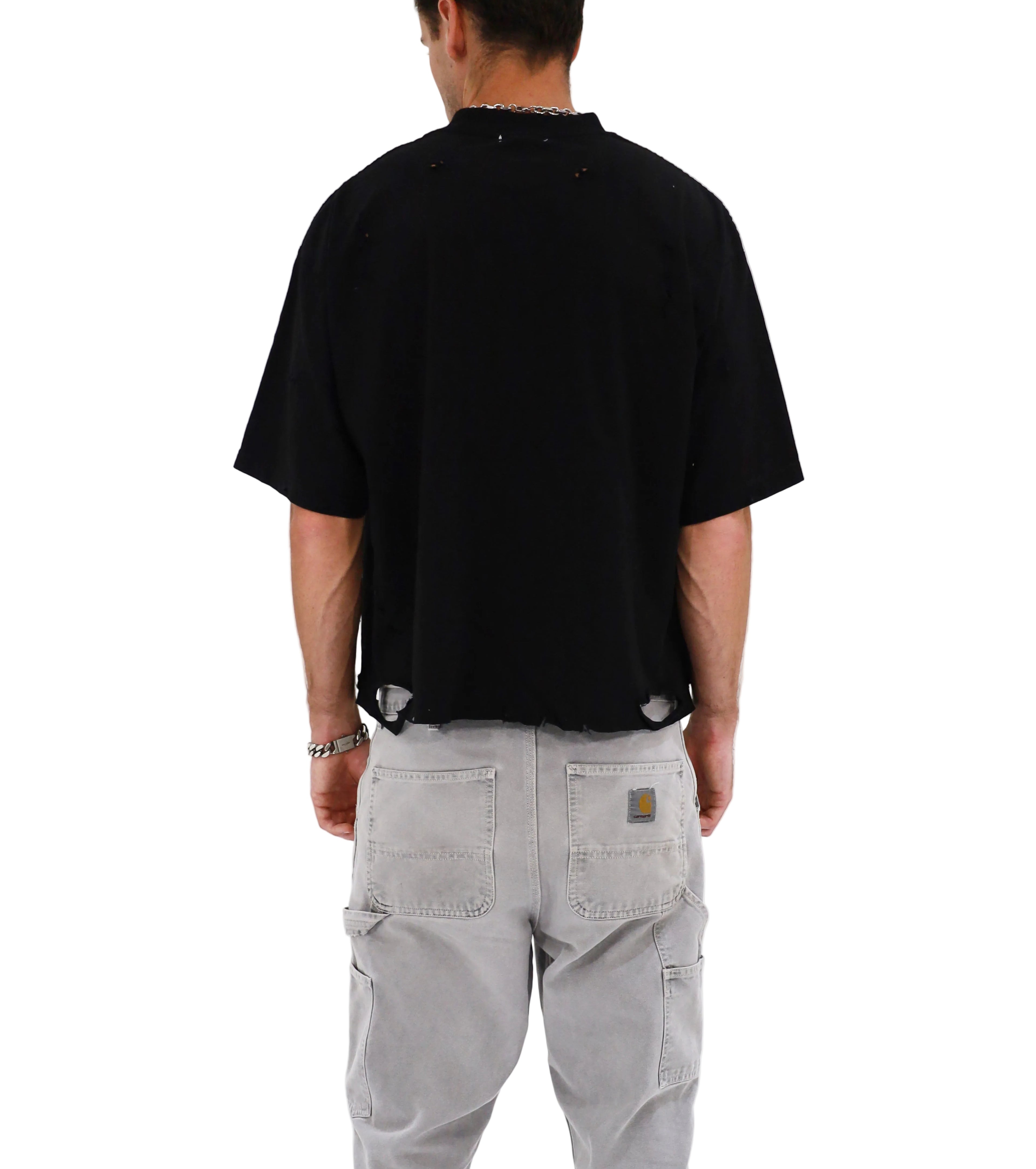 Distressed Crop T-Shirt (Black)