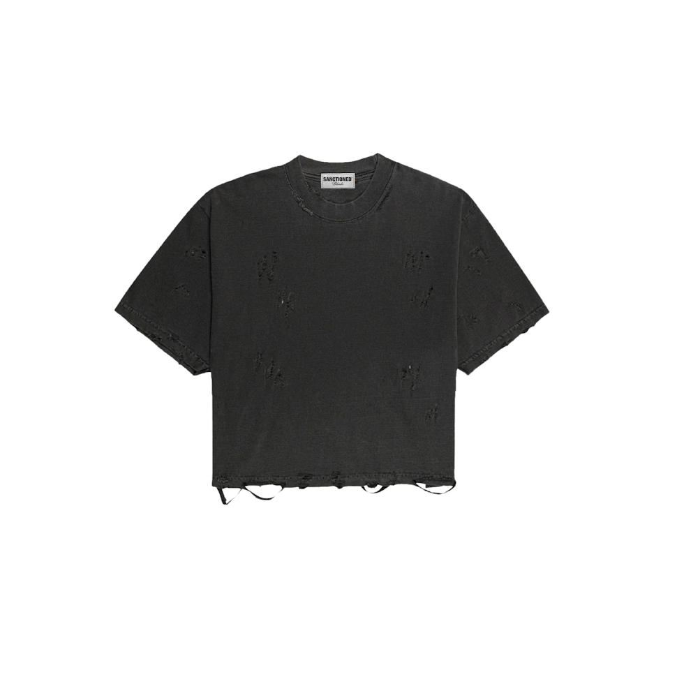 Distressed Crop T-Shirt (Pepper)