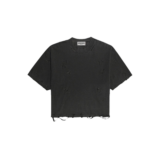 Distressed Crop T-Shirt (Pepper)