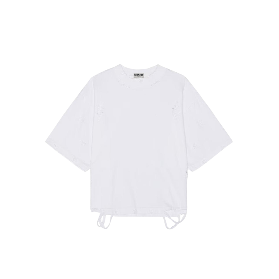 Distressed Crop T-Shirt (White)